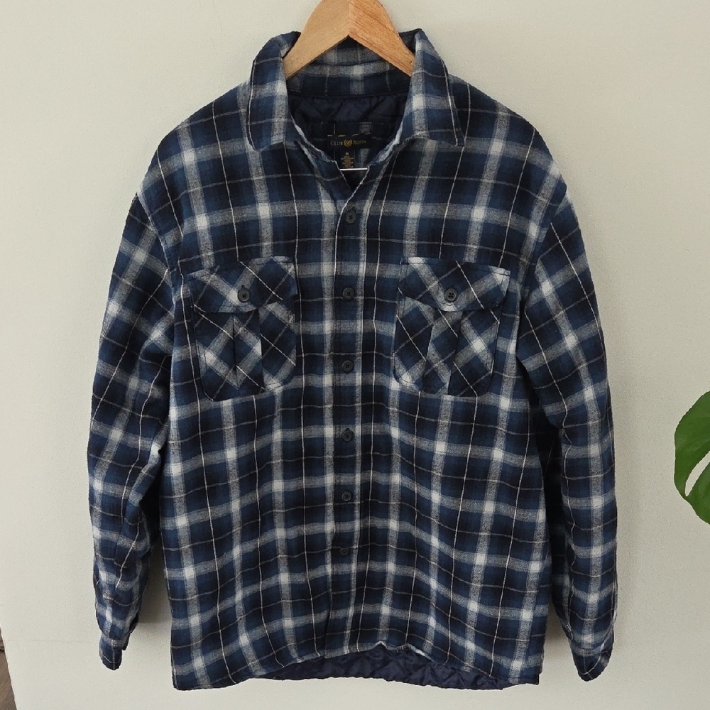 Club Room Blue Checkered Shirt Jacket